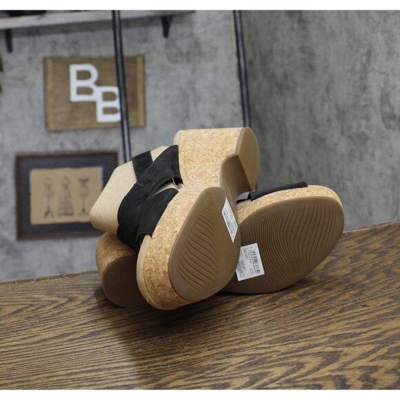 NWT Clarks Collection Womens Giselle Dove Wedge Sandal 26177142 Black Nubuck 11M - Picture 9 of 11